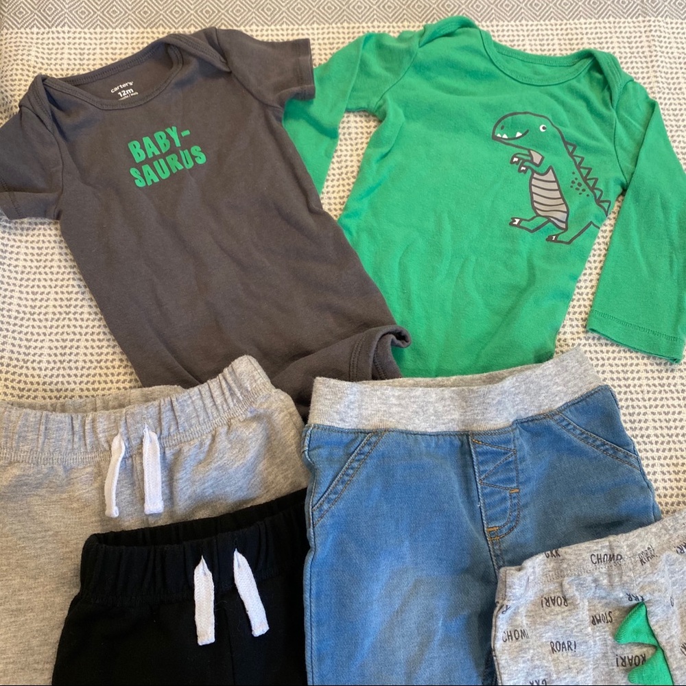 NWOT/EUC Dinosaur Bundle - 2 onesies, 4 pants